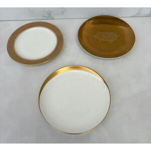 3 Plate Rosen That & Pickard Porcelain Dessert Plates Collectibles White Gold 6"